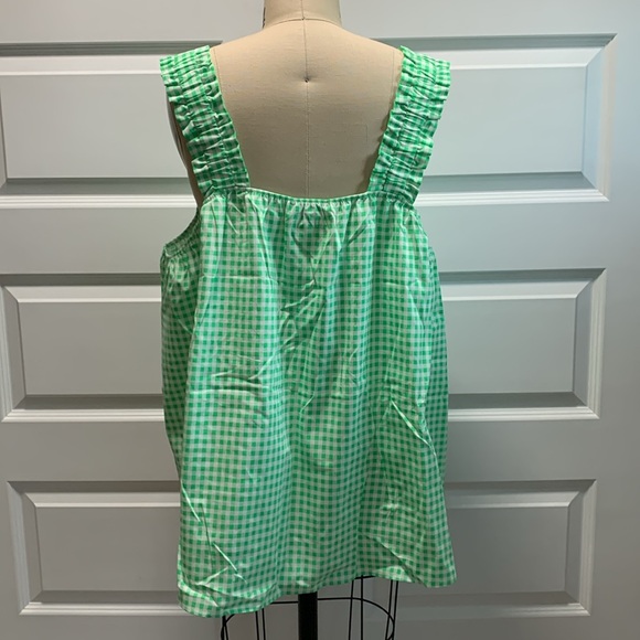 NWT Cotton poplin ruched strap top with gingham print - Picture 5 of 8